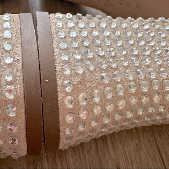 Anthropologie VICENZA Camurca Bege Diamond Gem Platform Sparkly High Heels Tan 7 - Picture 8 of 14